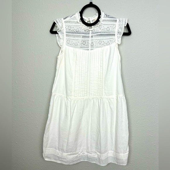 Altar'd State Dresses & Skirts - Altar’d State Mini Dress Women’s Medium Cream Lace Yoke Pleated Flutter Sleeves